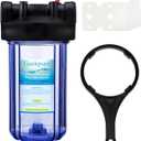 Geekpure 10 Inch Big Clear Water Filter Housing for Whole House Water Filtration with Wrench Bracket -1" Port-4.5" x 10"