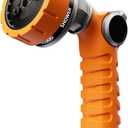 RESTMO Heavy Duty Hose Nozzle, Metal Garden Water Hose Sprayer with 7 Watering Patterns, Thumb Control, On Off Valve, High Pressure Nozzle Sprayer for Watering Plants, Car and Pet Washing, Orange