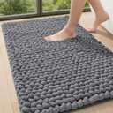 DEXI Bathroom Rugs 24x36, Non Slip Washable Bath Mat, Luxury Chenille Super Absorbent Ultra Thick Bathmats for Shower Floor, Plush Fluffy Shaggy Carpet for Tub, Dark Grey