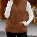 MEROKEETY Womens 2025 Puffer Vest Sleeveless Zip Up Quilted Coat Stand Collar Gilet Jacket With Pockets (Brown, L)