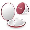 wobsion Travel Compact Mirror,Portable 1x/10x LED Makeup Mirror with Magnification,Handheld 2-Sided Pocket Mirror, 3.5in Small Mirror for Purse, Handbag, Gift, Wine Red