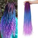 6 Packs Box Braids Crochet Hair 22Inch Crochet Box Braids Crochet Hair Pre-looped Synthetic Purple Crochet Braids Crotchet Box Braids Hair (Purple Blue, 22inch)