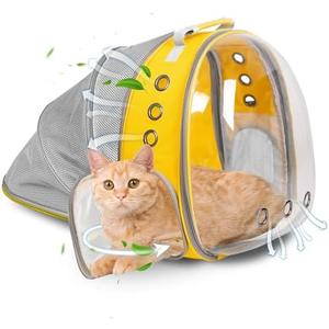 Cat Backpack Carrier Bubble Expandable Foldable Breathable Pet Carrier Dog Carrier Backpack for Large Big Cats Hiking, Travelling, Camping (Back Expandable-Yellow New)