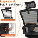 NEO CHAIR Office Desk Chair Gaming Computer High Back Support Mesh Comfy Seat with Adjustable Ergonomic Headrest Lumbar Rolling Flip-up Armrests and Wheels (Black)