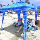 Beach Cabana Canopy Shelter Sun Shade Tent 6 X 6 - UPF 50+ - Waterproof - Easy Setup 2 Layer Wind Vent Umbrella 6 Ft X 6 Ft BONUS sidewall Beach, Lake, Park for Family - 2 to 4 People