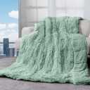 Cottonblue Weighted Blanket 15lbs for Adults Queen Size 60x80in Soft Sherpa | Luxury Faux Fur Weighted Throw Blankets for Sleep Calm Relax, Cozy Warm Push Heavy Blanket Washable for Bed Sofa,Sage Green
