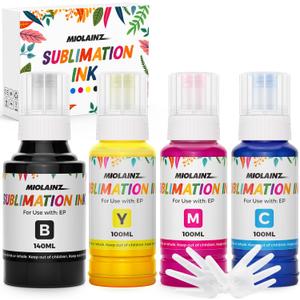 Sublimation Ink 440ML Bottles Refill for ET-2800 ET-2720 ET-2760 ET2400 ET-15000 ET-2803 ET-2850 ET4800 High-Yield Inkjet Printers Heat Press Transfer on T-Shirt