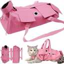 PawLuxe Waterproof Cat Grooming Restraint Bag - Anti-Scratching for Claw Care & Nail Trimming, Ideal for Cat Medical Examination (Pink, M)