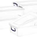 Superio Clear Storage Boxes with Lids, 22 Quart BPA Free Plastic Containers, Bins for Organizing, Stackable Crates, Organizer Totes for Home, Office, School, and Dorm 5 Pack