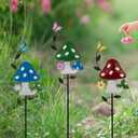 Stargarden Decorative Garden Stakes, 3 Pack Mushroom Lawn Ornaments Metal Garden Stakes, Colorful Yard Art for Garden, Lawn, Porch