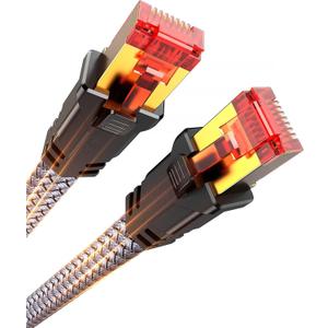 Snowkids Cat 8 Ethernet Cable 25 FT, Strong Signal, High Speed 40Gbps 2000Mhz, Network Cord with RJ45 Internet Connector for TV/Printer/Computer/Modem/Router/ps-3/4/5, Braided Flat LAN Cable