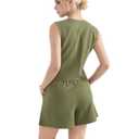 SUUKSESS Women's Summer 2 Piece Sets Button Down V Neck Vest Pockets Shorts Sets(Army Green, S)