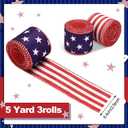 XunYee 3 Rolls 4th of July Patriotic Ribbons Red White Blue American Flag Double Sided Star Striped Wired Ribbon for Independence Day 250th Anniversary Christmas Bow DIY Crafts 2.5 x 15 Yards