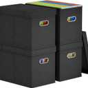 Lifewit 4 Pack File Organizer Box for A4-sized Hanging File Folders, Portable Document Storage with Plastic Slide, File Folder Organizer Storage Boxes for Office, School, Home, Storage Bins Dark Gray