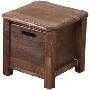 Chestnut Brand Short Stool, Solid Wood Stool, Small, Brown, Pine Wood, Rustic, Square, 11.8" x 11.8" x 25cm, Wooden-Footstool (Grey)