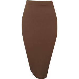 Women's Bodycon Pencil Skirts Basic Elastic High Waisted Stretch Short Skirt Knee Lenght, L