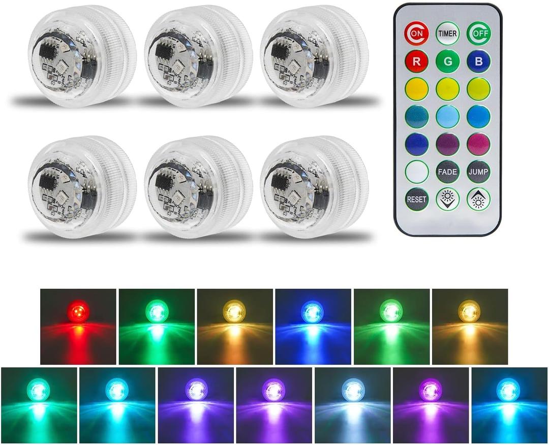 6 PCS Wireless Led Lights for Car Interior, 13 Colors Interior Car Lights with Remote Control, Car Ambient Lighting Kit Car Neon Lights for Car Decor