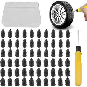 2 x BDZMC 60PCS Tire Repair Rubber Nail, Tire Puncture Repair Tool Kit with Screwdriver, Self Service Vacuum Tire Repair Screw Plug, Tire Repair Kit for Car Truck Motorcycle Tractor (60PCS)