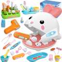 Crelloci Dentist Kit Pretend Play Set, 31PCS Teeth Dental Tools Medical Accessories, Pet Doctor Role Play Toys Playset, Educational Gift for Kids Toddlers Girls Ages 3+