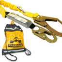 KwikSafety - Fall Protection Safety Harness - Construction & Roofing Fall Arrest Safety Harnesses - ANSI OSHA Compliant KwikSafety - Charlotte, NC - BOA [1 PACK] External Shock Absorber Single Leg 6ft Safety Lanyard OSHA ANSI Fall Protection Restrain