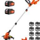 20V 12" Cordless String Trimmer With 2 X 4.0Ah Battery and Charger, Electric Grass Trimmer Battery Powered Eater String, Edger Lawn Tool Grass Cutter With 8pcs Line, Lawn Mover For Garden Yard, Orange