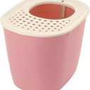 Richell PAW TRAX Top Entry Cat Litter Box, Hooded Cat Litter Pan, Enclosed Litter Box, Salmon Pink