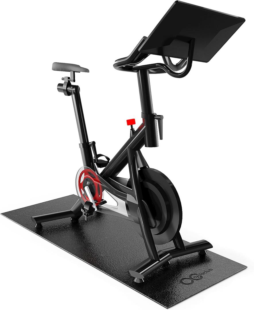 Cycleclub Bike Mat Compatible with Peloton Bike,Elliptical,Treadmill Mat, 6mm Thick, Under Exercise Bike Trainer Pad for Indoor Stationary Spin Bike Gym Equipment Hardwood Floor Carpet Protector