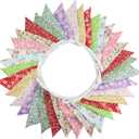 10M/32Ft Triangle Bunting Banner, 36 Pcs Cotton Fabric Flags Pennant Garlands for Birthday Party, Wedding, Baby Shower, Outdoor and Home Decorations (Colorful)