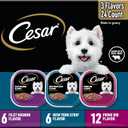 Cesar Filets in Gravy Adult Wet Dog Food Variety Pack, Filet Mignon, New York Strip and Prime Rib Flavors, 3.5 oz. Easy Peel Trays, Variety Pack, 24 Count