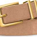 WHIPPY Women Suede Belt with Gold Buckle Fashion Ladies Casual Waist Belt for Jeans Pants