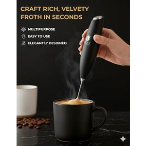 Bean Envy Milk Frother, Coffee Stirrers, Frother Wand, Milk Frother Handheld, Frother with stand, Hand Blender for Coffee, Lattes, Cappuccino, Matcha and Hot Chocolate – Kitchen Gifts - Black