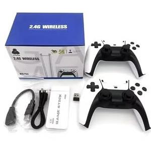 2.4G Wireless Game Controller Set, Dual Gamepad with USB Receiver, White and Black, Classic Game Console Support, 10 Simulator Compatible