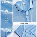Men's Golf Polo Shirts Short Sleeve Striped Casual Polo Shirts for Men Dry Fit Tennis T-Shirt Tops (Blue, L)