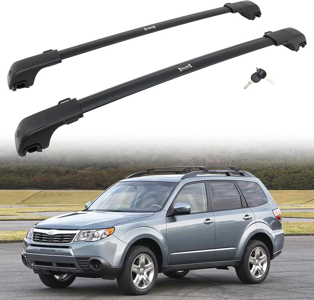 HEKA Roof Racks Cross Bars Fit for Forester 2009-2013 All-Aluminum Lockable Roof Rails with Side Rails Rooftop Black Luggage Kayaks Bikes Canoe Surfboards