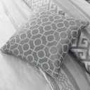 Madison Park Luxury Comforter Set-Traditional Jacquard Design All Season Down Alternative Bedding, Matching Bedskirt, Decorative Pillows, Cal King(104"x92"), Bennett, Geometric Grey 7 Piece