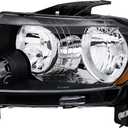 MOSTPLUS Headlight Assembly Compatible for 2011-2013 Jeep Grand Cherokee / 2011-2017 Compass Front Lamp Black Housing Clear Lens Amber Corner (set of 2)
