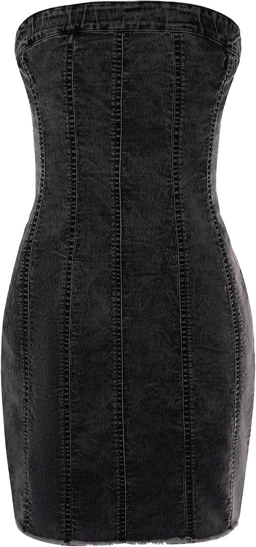 EXARUS Girls Denim Dress Spaghetti Strap/Strapless Jean Dresses Teen Party | Tween Casual Sleeveless Summer Mini Junior Dance Concert Vacation Birthday Cowgirl Western Chambray Kids Youth 8-14Y