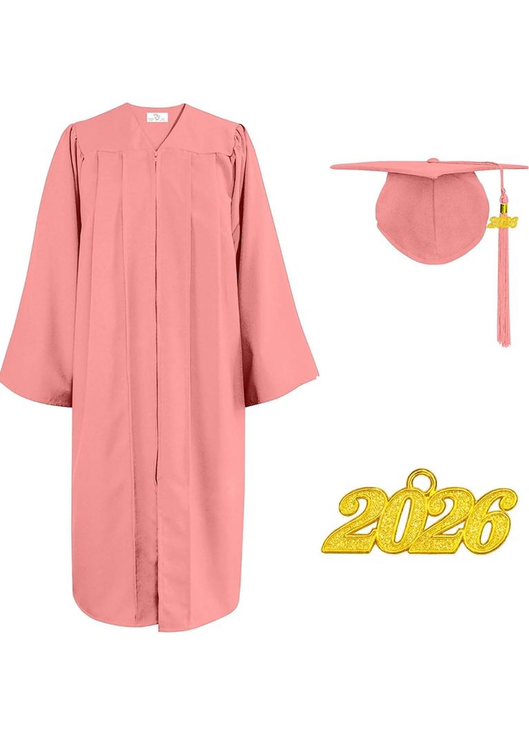 Happy Secret Unisex Matte Graduation Cap Gown Tassel Set with 2026 Year Charm for High School & College Graduates 51