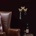 SOFFEE DESIGN Butterfly Gold Metal Wall Rack, Tiered Entryway Organizer with 3 Hooks, Fluttering Wing Design for Keys