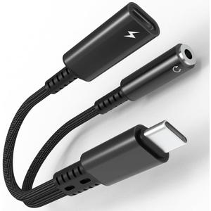 USB C to 3.5mm Headphone Jack and Charger Adapter, 2in1 Type C to Aux Audio Splitter with PD 60W Fast Charging Dongle Cable for iPhone 17 16 15 Pro Max Plus, Samsung Galaxy S25 S24 S23 Ultra More USBC
