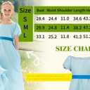 Kids Blue Dress Costume Cosplay Girls Princess Dress Summer Dress Blue Skirt Belt Bow Headwear Outfit Halloween Suit, Medium
