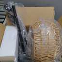 Boho Rattan Floor Lamp with Shade - 12W Bright LED Bulb, Adjustable Height 48-60 Inch, Remote Control 3 Color Temperatures,Farmhouse Handwoven Arc Standing Light for Living Room Bedroom (Small, Bohemian Black)