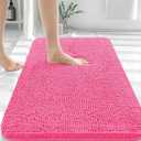 OLANLY Bathroom Rugs 36x24, Extra Soft Absorbent Chenille Bath Rugs, Rubber Backing Quick Dry, Machine Washable Bath Mats for Bathroom Floor, Tub and Shower, Home Decor Accessories, Hot Pink (36" x 24", Hot Pink)