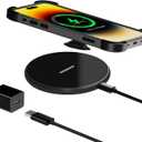 Wireless Charger for Thick Cases of 10MM/Popsocket/OtterBox, Phone Charger Pad, 15W Max Wireless Charging Pad for iPhone 16 Pro Max/15/14/13/12/11/Samsung Galaxy S24/S23/AirPods(with Adapter) (BLACK)