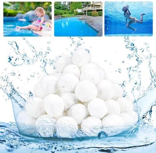 Wimarn Pool Filter Balls, 3.1 lbs for Sand Filter, Eco-Friendly Fiber Media Equals 100 lbs Pool Filter Sand, Reusable Filter Media Balls, Higher Efficiency Water Filtration for Swimming Pool