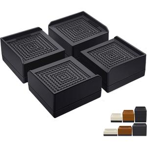 ANNKUT Bed Risers 1.5 inch Heavy Duty, Furniture Risers for Bed Sofa Table and Couch LiftingSquare Adjustable Risers Blocks, Support Up to 1,300 Lbs (4 Pack-Black)