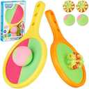 Toss and Catch Game Set - 2024 Upgrade Handheld Sticky & Suction Rackets Velcro Ball and Catch Game with 2 Sticky & Suction Ball, Enjoy Summer Yard Lawn Sand Beach Toys for Kids Age 3-5 4-8