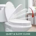 Toilet Seat Elongated, Slow Close Hinges, Four Non-Slip Bumpers, Easy to Install and Clean, Durable Plastic, White Two Sets of Mounting Parts Included