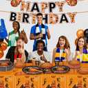 Basketball Party Decorations 171Pcs Basketball Party Supplies Disposable Basketball Tablecloth Paper Plates Cup Napkin Plastic Fork Knives Spoon and Banner for Sports Birthday Decorations