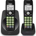 VTech 2-Handsets Cordless Phone with DECT 6.0, Full-Duplex Speakerphone, Lighted Display, Backlit Keypad, Caller ID/Call Waiting, Volume Control, Hearing Aid Compatible, Wall Mount | VG131-21 (Black)